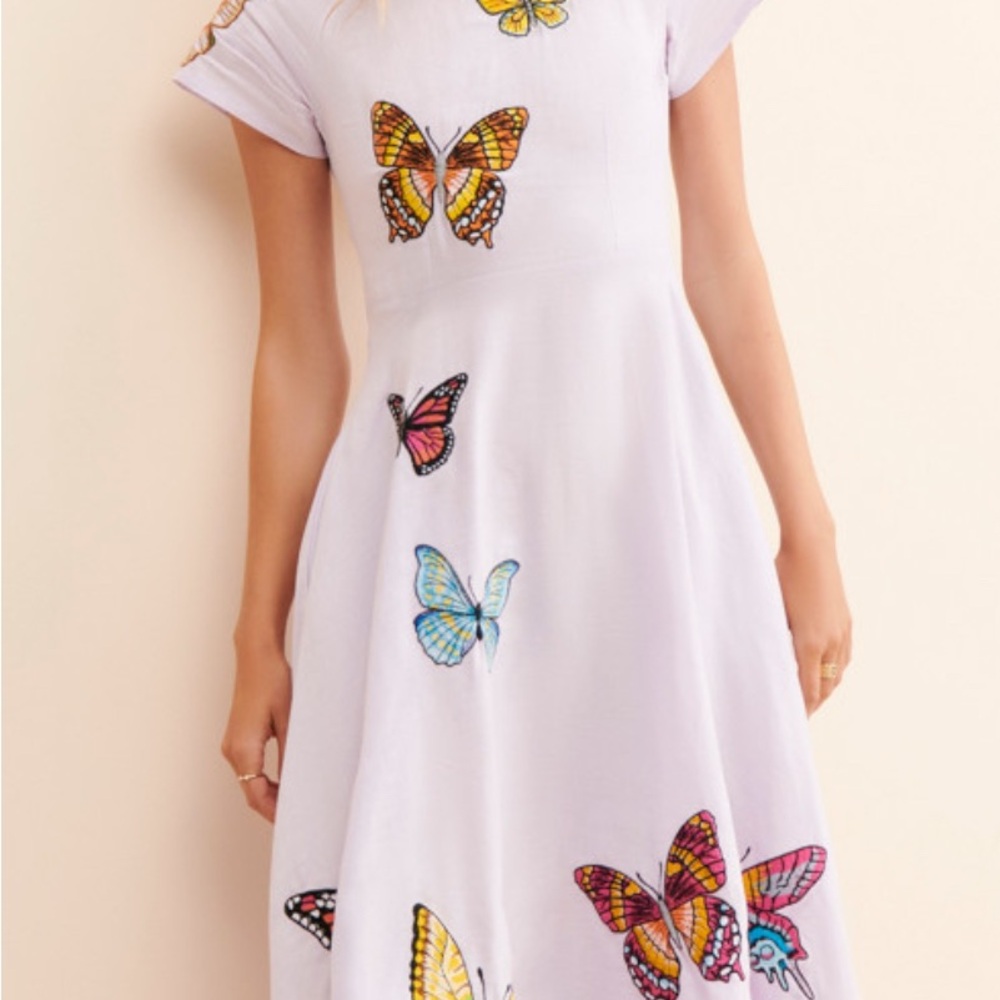Orange and Purple A-Line Maxi Dress with Crew Neck